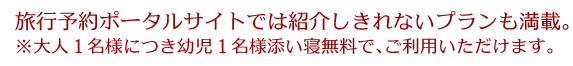 旅行予約ポータルサイトでは紹介しきれないプランも満載。